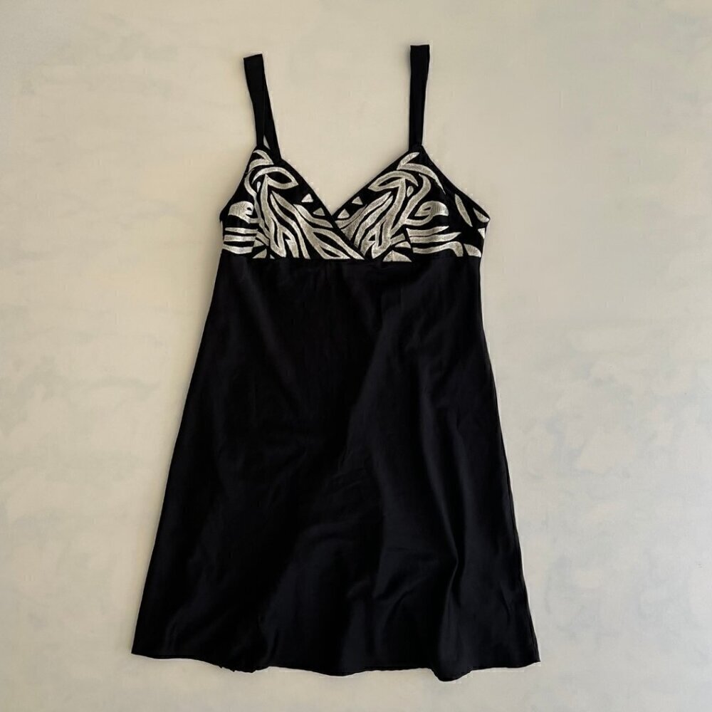 Natori Cruz Black & White Western Slip Dress